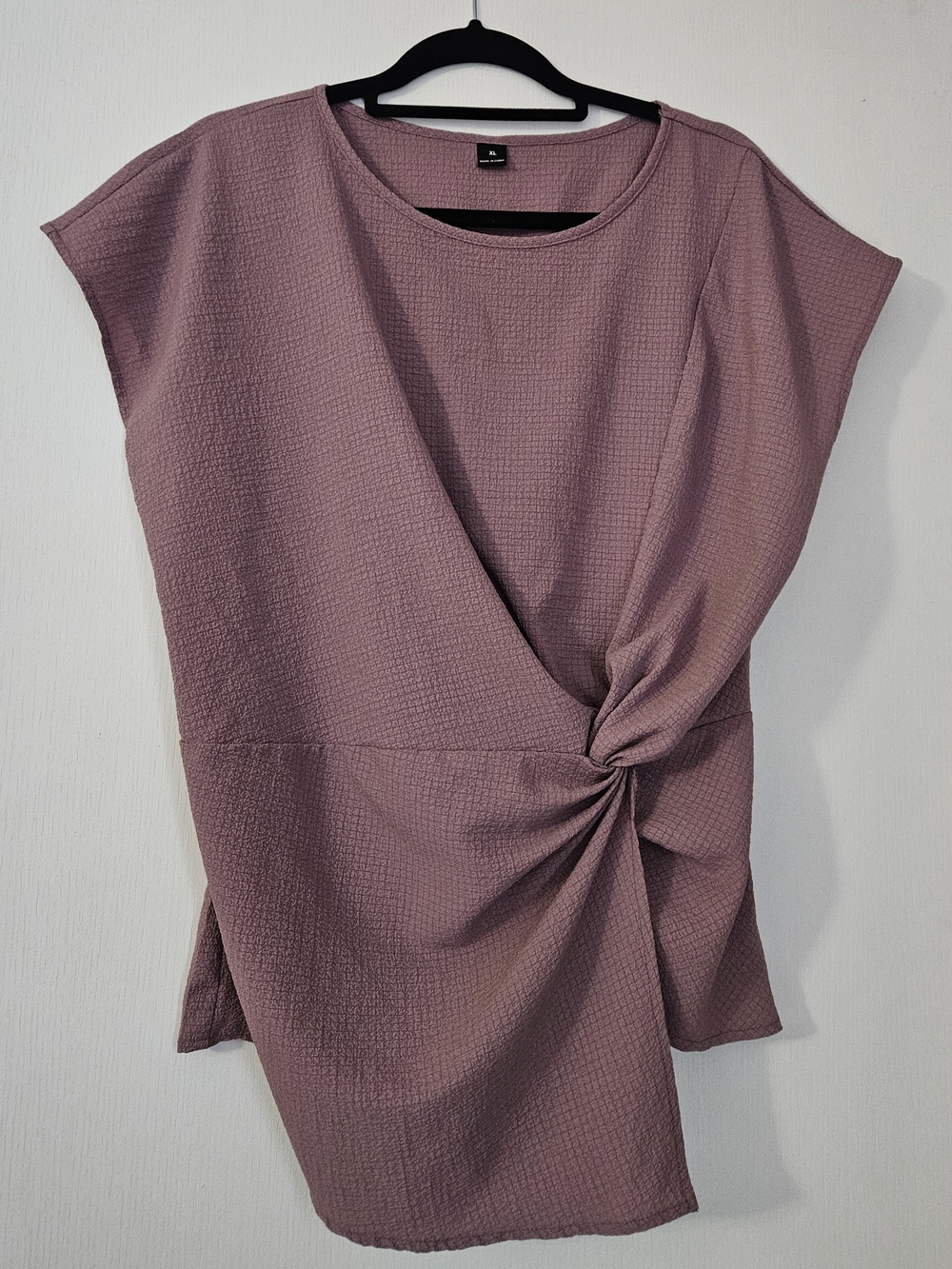 Dusty Mauve Textured Twist-Front Top, XL, 14-16